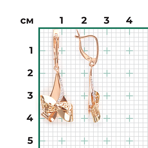 Серьги с английским замком из комбинированного золота с фианитами 02-3897-00-401-1113-48