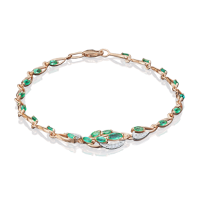 Браслет из комбинированного золота с изумрудами и бриллиантами 05-0560-00-106-1111-30