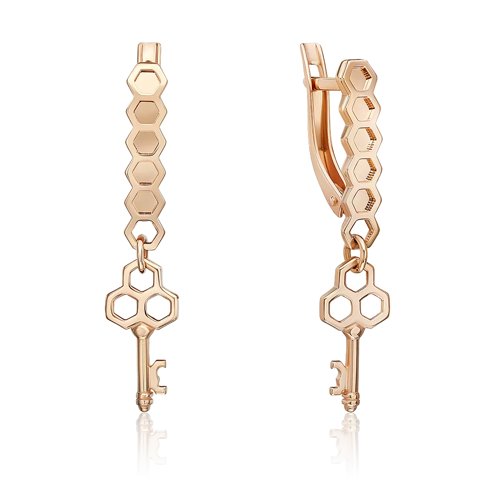 Серьги «Секрет благополучия» с английским замком из красного золота 02-5306-00-000-1110