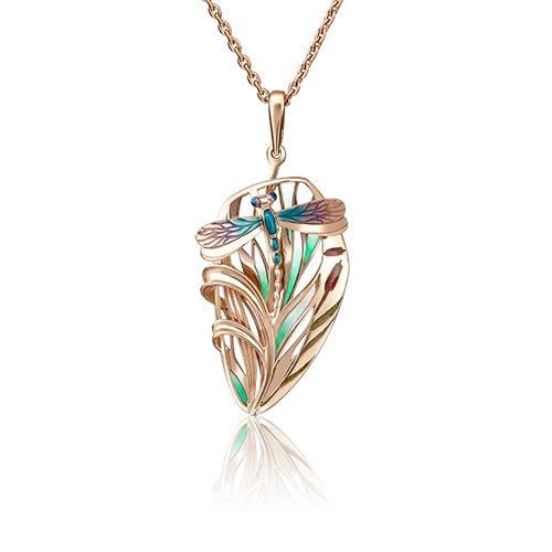 Подвеска «Стрекоза» из красного золота с эмалью 03-2802-00-000-1110-48