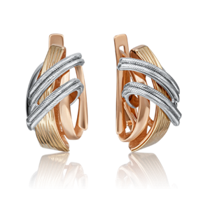 Серьги с английским замком из комбинированного золота 02-4228-00-000-1140-48