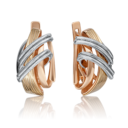 Серьги с английским замком из комбинированного золота 02-4228-00-000-1140-48