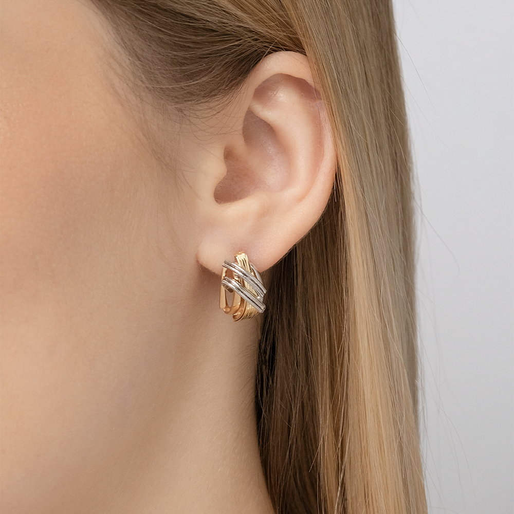 Серьги с английским замком из комбинированного золота 02-4228-00-000-1140-48