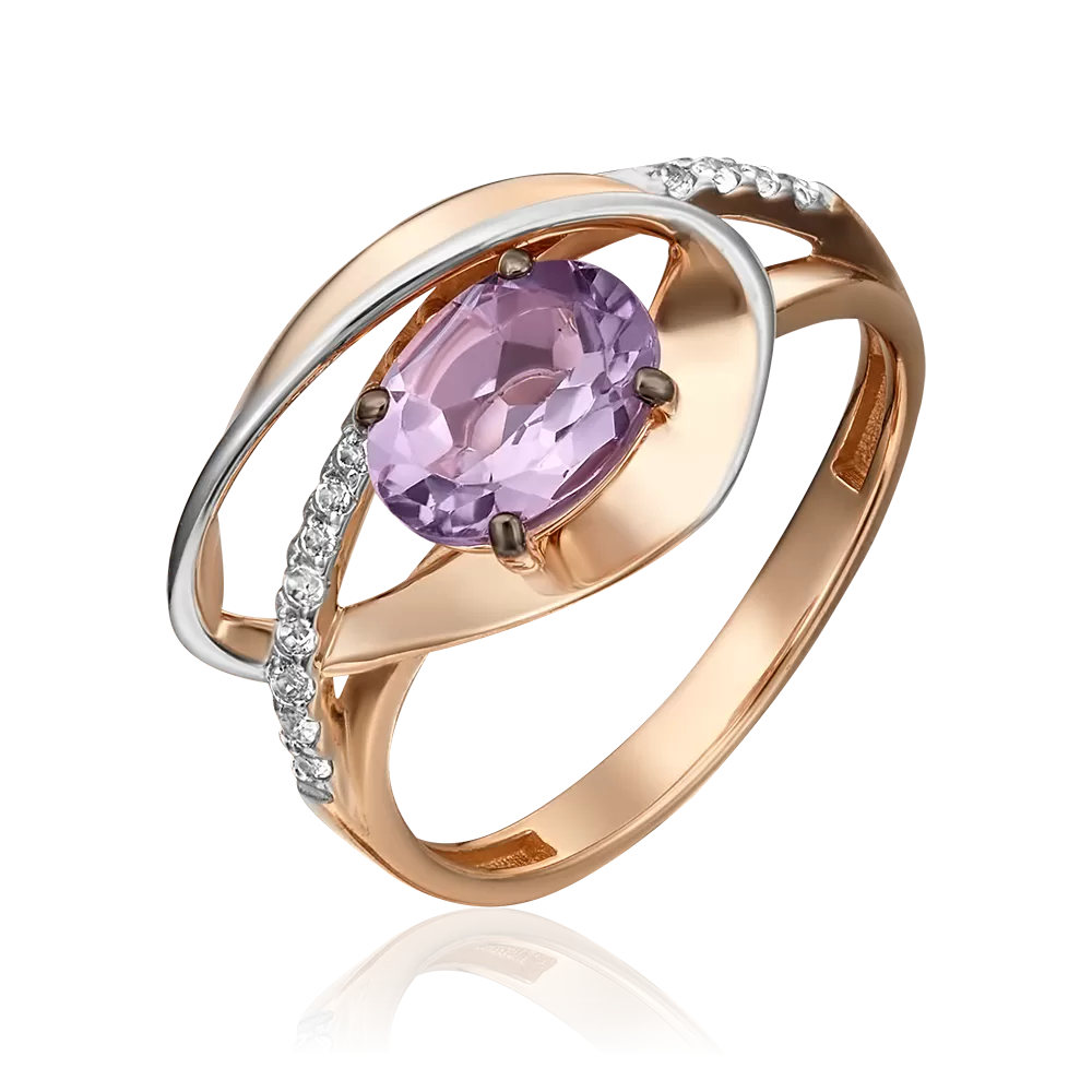 Кольцо из красного золота с аметистом и натуральными топазами white 01-5330-00-225-1110-57