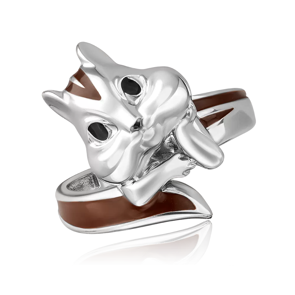 Кольцо «Бурундук» из серебра с эмалью 01-5660-00-000-0200