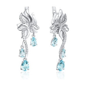 Серьги с английским замком из белого золота с топазами и натуральными топазами white 02-5569-00-201-1120