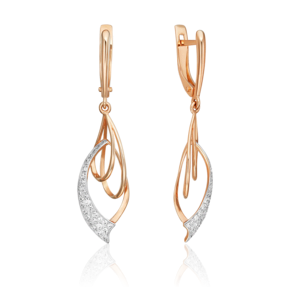 Серьги с английским замком из красного золота с фианитами 02-3586-00-401-1110-24