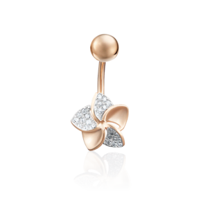 Пирсинг в пупок «Цветок» из красного золота с фианитами 06-3313-00-401-1110-23