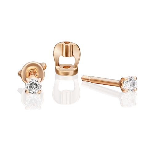 Серьги-пусеты из красного золота с фианитом 02-2062-00-401-1110-03