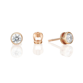 Серьги-пусеты из красного золота с фианитом 02-2066-00-401-1110-03