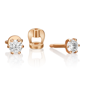 Серьги-пусеты из красного золота с фианитом 02-2070-00-401-1110-03