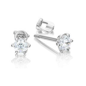 Серьги-пусеты из белого золота с фианитом 02-2073-00-401-1120-03