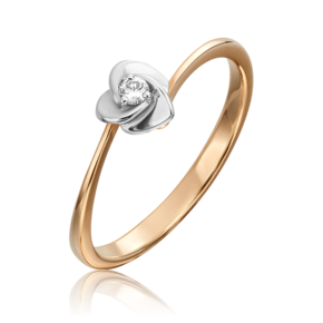 Помолвочное кольцо из комбинированного золота с бриллиантом 01-1558-00-101-1111-30