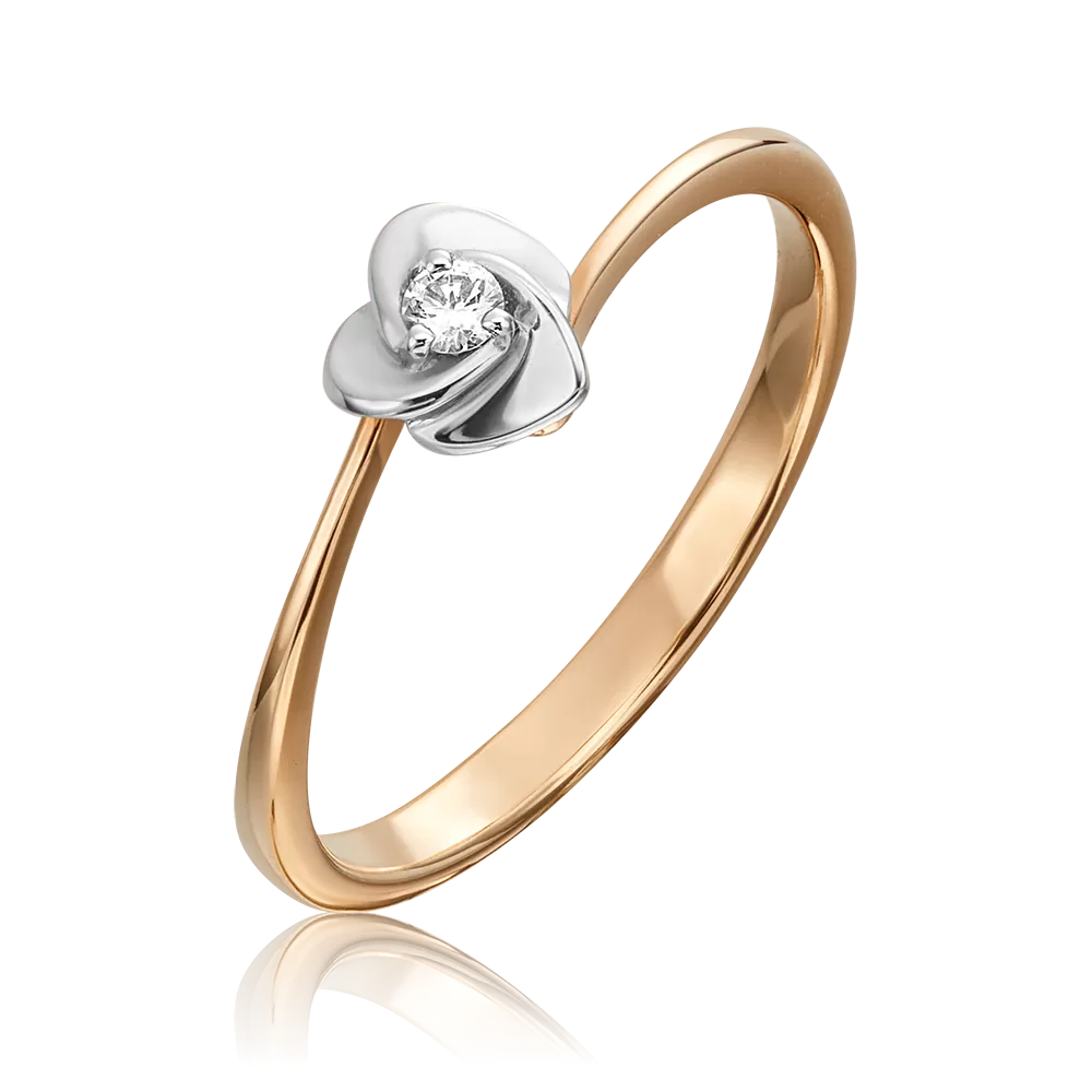 Помолвочное кольцо из комбинированного золота с бриллиантом 01-1558-00-101-1111-30