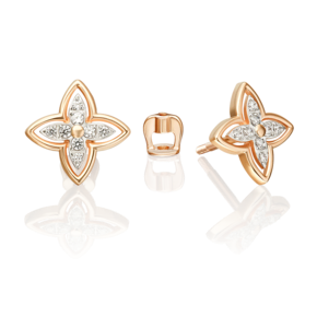 Серьги-пусеты из красного золота с фианитами