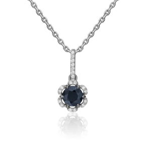 Подвеска из белого золота с сапфиром и бриллиантами