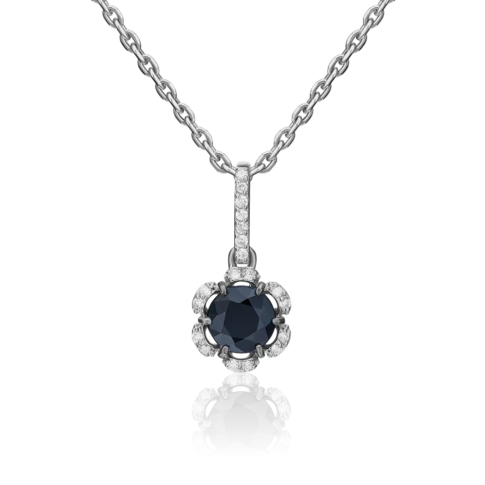 Подвеска из белого золота с сапфиром и бриллиантами 03-0543-00-105-1120-30