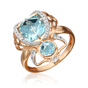 Кольцо «Скарабей» из красного золота с топазами и натуральными топазами white 01-5409-00-201-1110-57