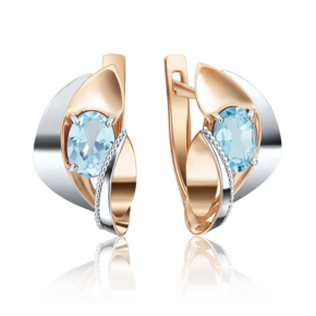 Серьги с английским замком из комбинированного золота с топазом 02-4038-00-201-1111-46