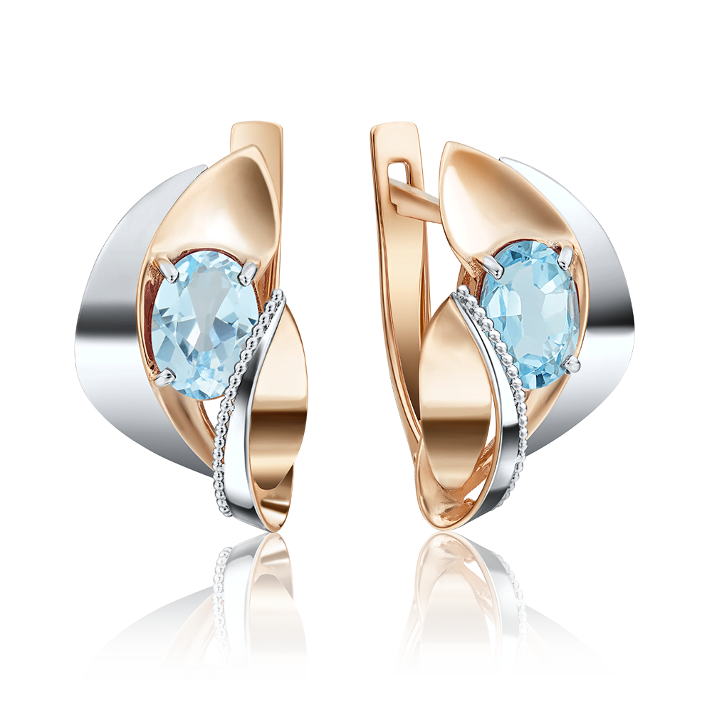 Серьги с английским замком из комбинированного золота с топазом 02-4038-00-201-1111-46