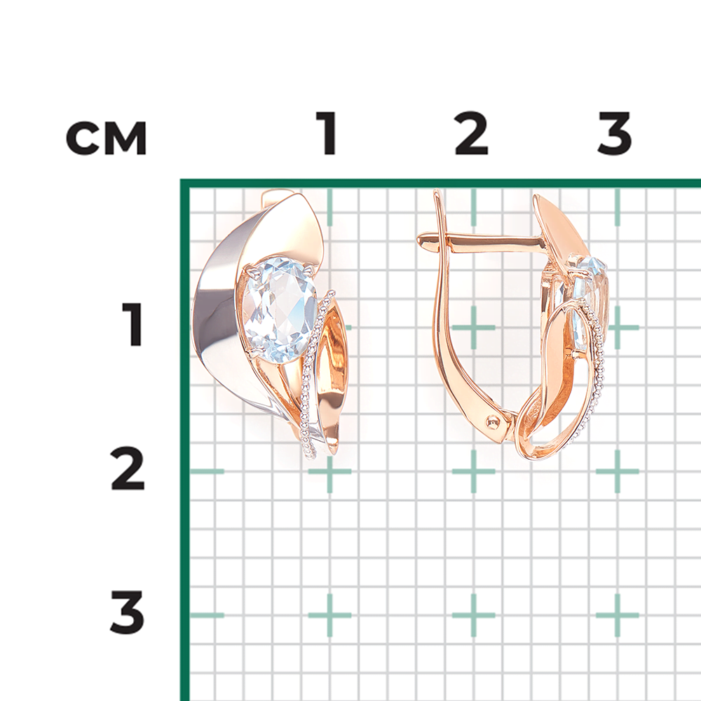 Серьги с английским замком из комбинированного золота с топазом 02-4038-00-201-1111-46