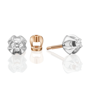 Серьги-пусеты из комбинированного золота с бриллиантом 02-5346-00-101-1111