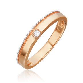 Обручальное кольцо из красного золота с фианитом 01-4689-00-501-1110-38