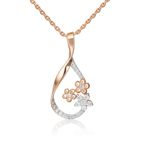 Подвеска «Цветы» из красного золота с фианитами 03-2301-00-401-1110-23