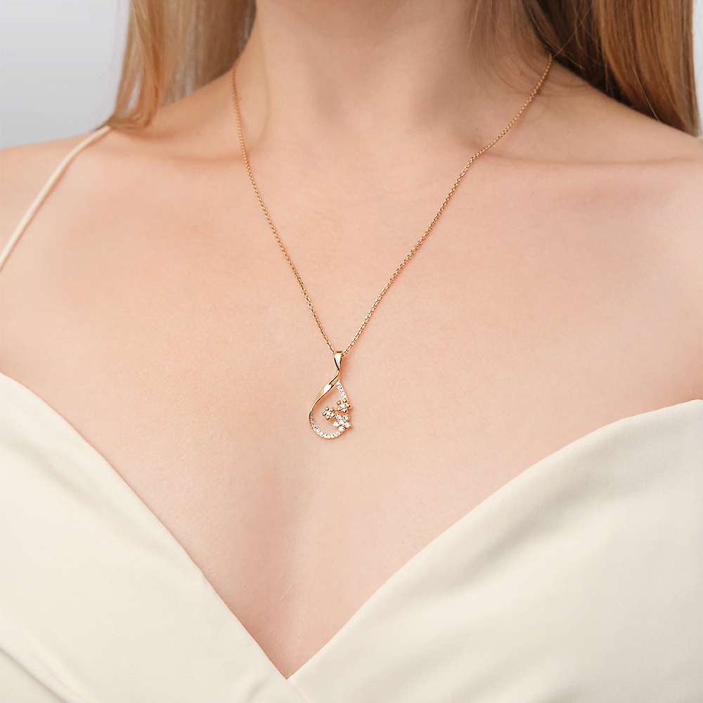 Подвеска «Цветы» из красного золота с фианитами 03-2301-00-401-1110-23