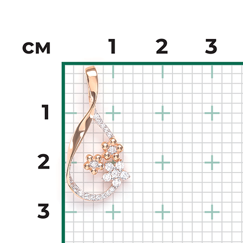 Подвеска «Цветы» из красного золота с фианитами 03-2301-00-401-1110-23