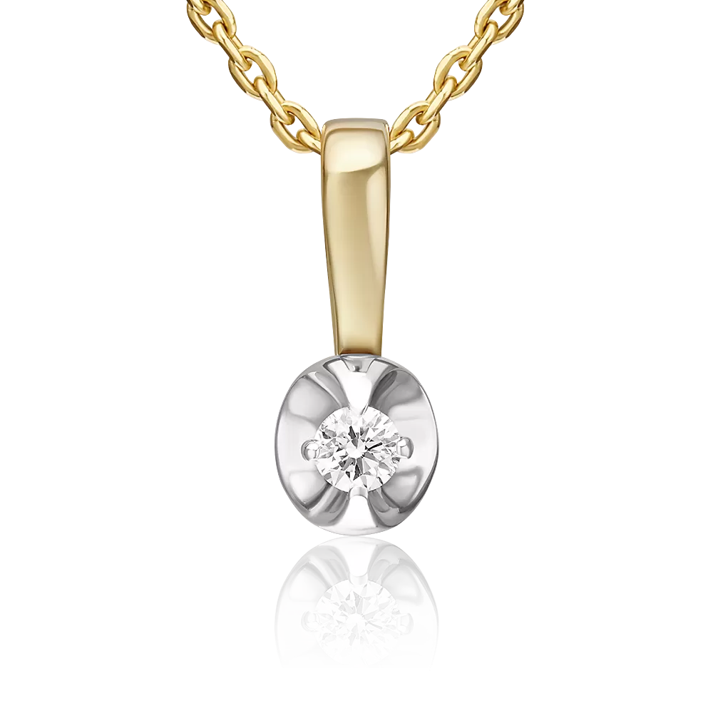 Подвеска из комбинированного золота с бриллиантом 03-3527-00-101-1121