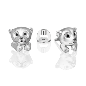 Серьги-пусеты «Белые медведи» из серебра с эмалью 02-5155-00-000-0200