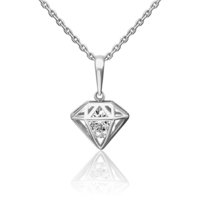 Подвеска «Бриллиант» из белого золота с фианитом 03-3080-00-401-1120