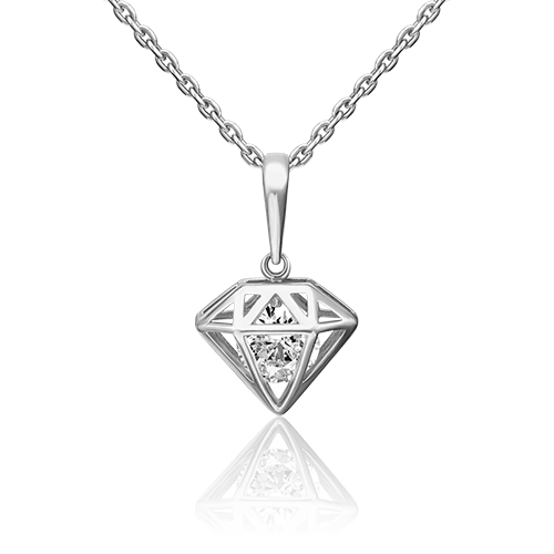 Подвеска «Бриллиант» из белого золота с фианитом 03-3080-00-401-1120