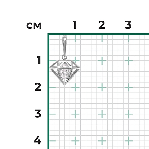 Подвеска «Бриллиант» из белого золота с фианитом 03-3080-00-401-1120