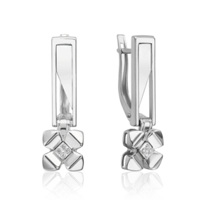 Серьги с английским замком из белого золота с бриллиантами 02-4992-00-101-1120