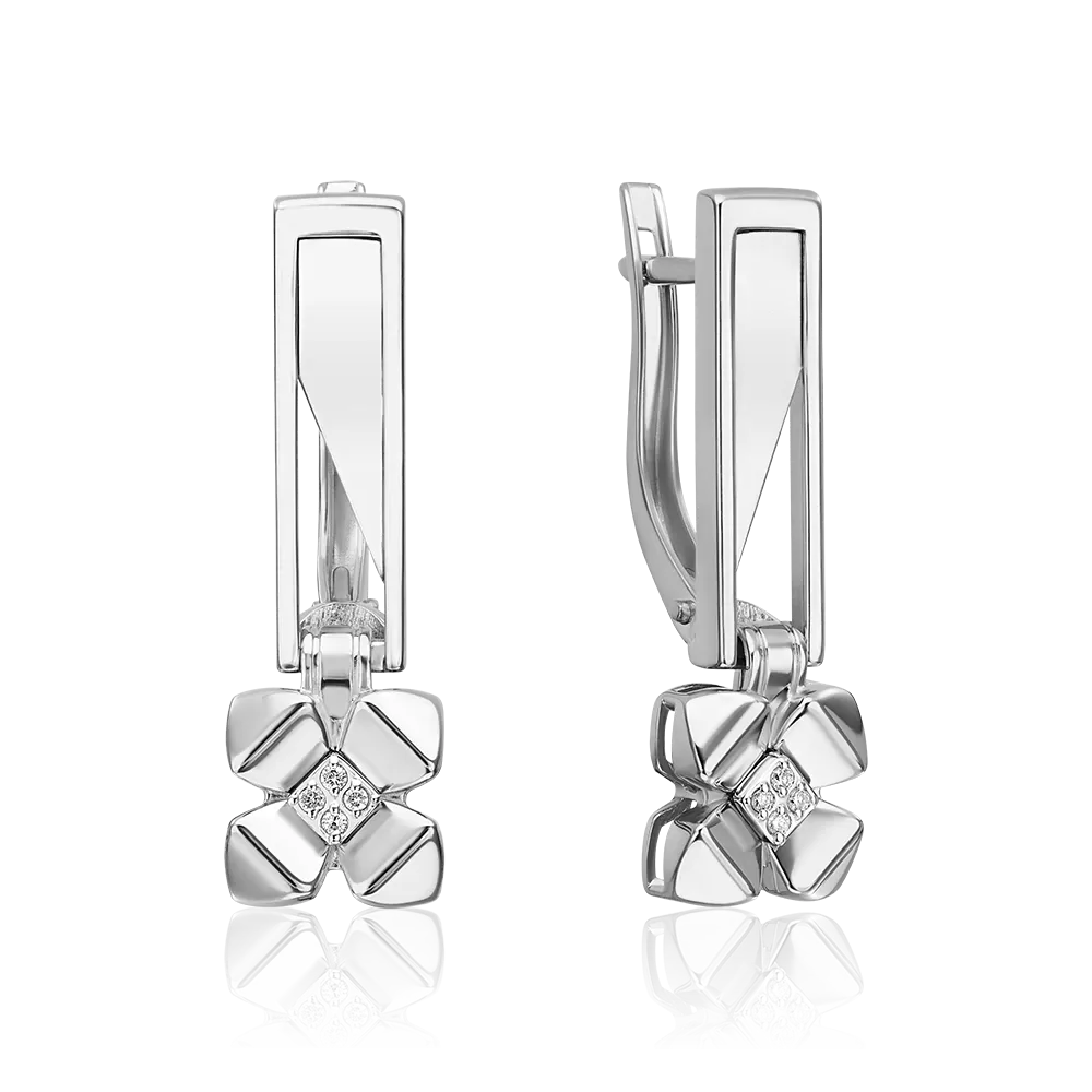 Серьги с английским замком из белого золота с бриллиантами 02-4992-00-101-1120