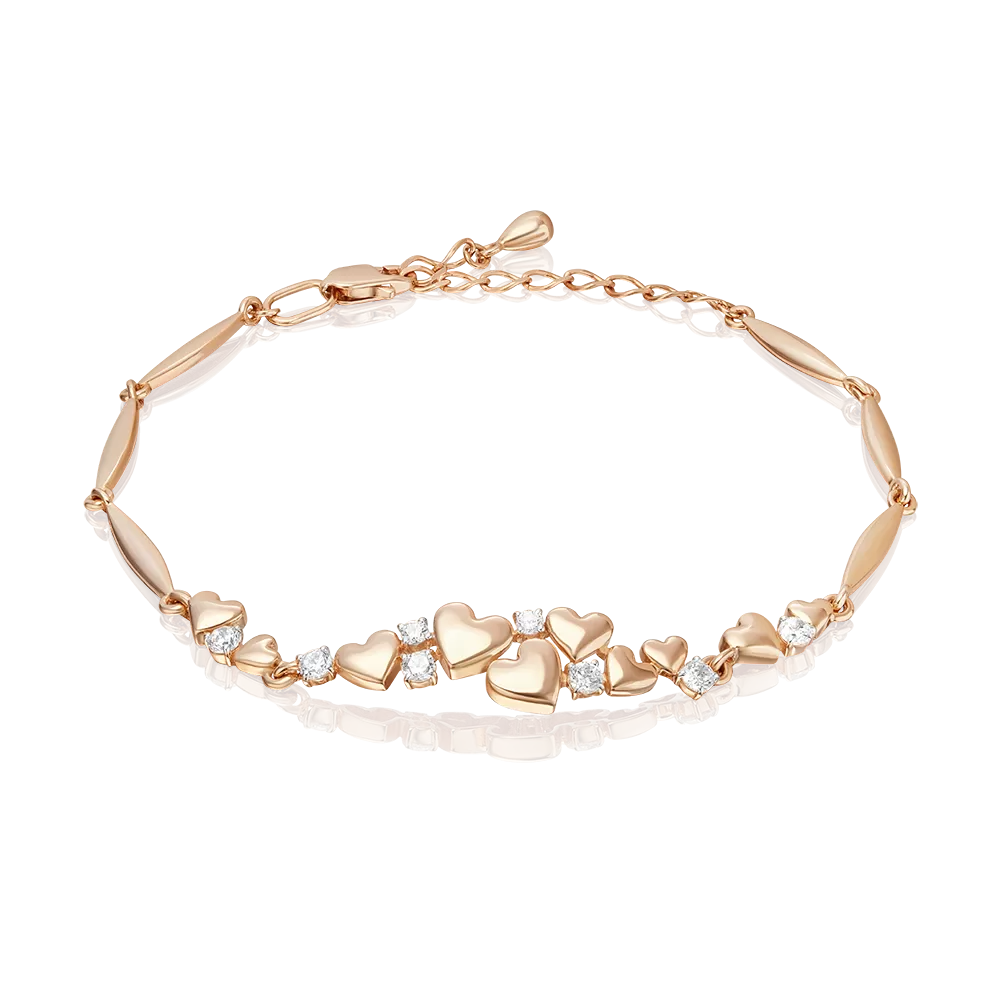 Браслет «Романтика» из красного золота с фианитами 05-0837-00-401-1110