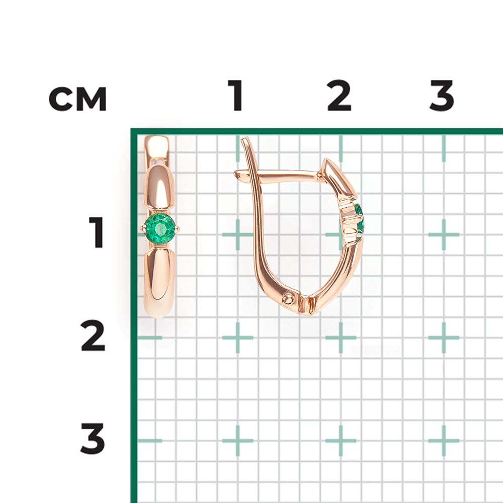 Серьги с английским замком из красного золота с изумрудом 02-0437-00-103-1110-30
