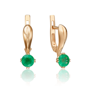 Серьги из красного золота с изумрудом