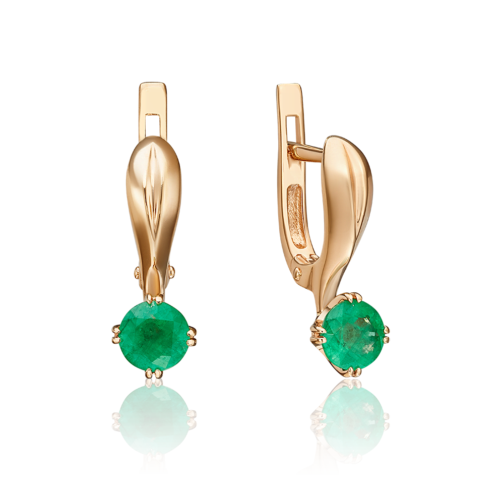 Серьги из красного золота с изумрудом 02-0516-00-103-1110-30