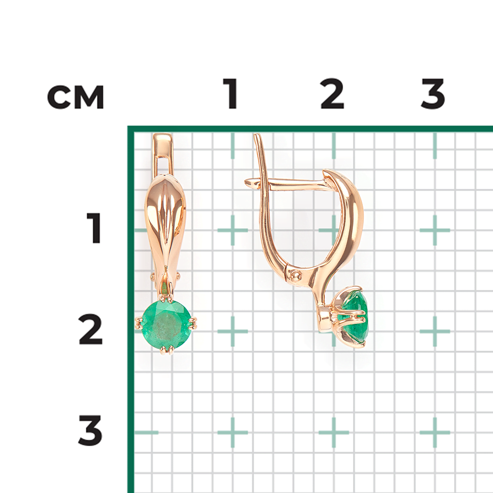 Серьги из красного золота с изумрудом 02-0516-00-103-1110-30