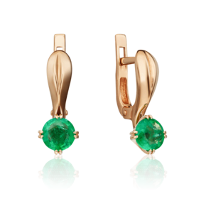 Серьги из красного золота с изумрудом