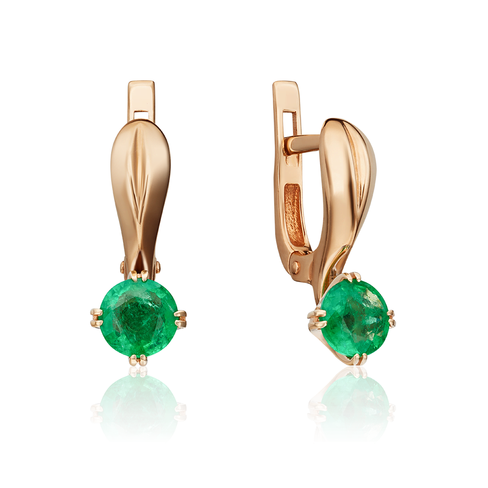 Серьги из красного золота с изумрудом 02-0520-00-103-1110-30