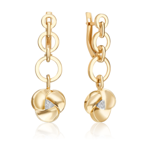 Серьги с английским замком из комбинированного золота с бриллиантами 02-5013-00-101-1121