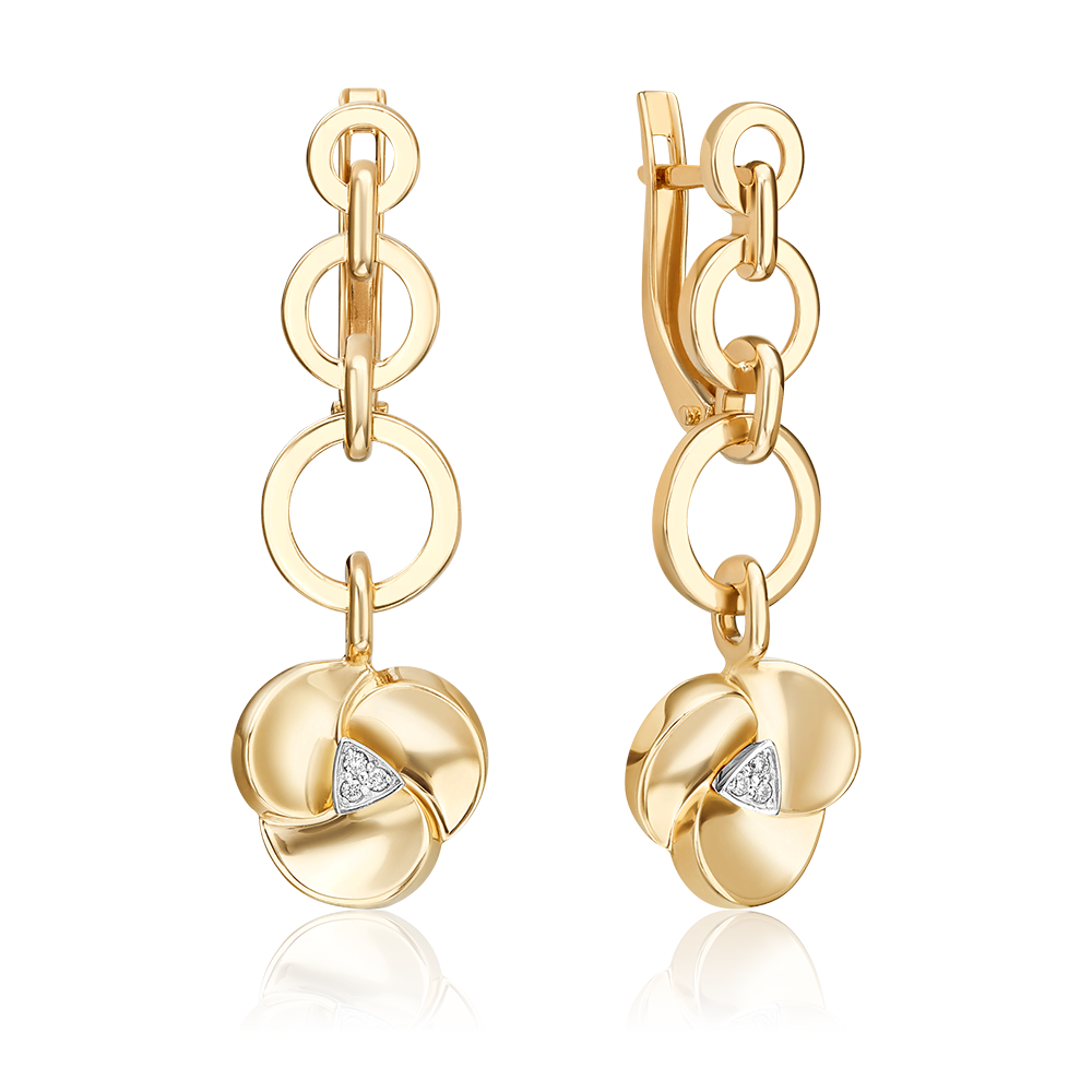 Серьги с английским замком из комбинированного золота с бриллиантами 02-5013-00-101-1121