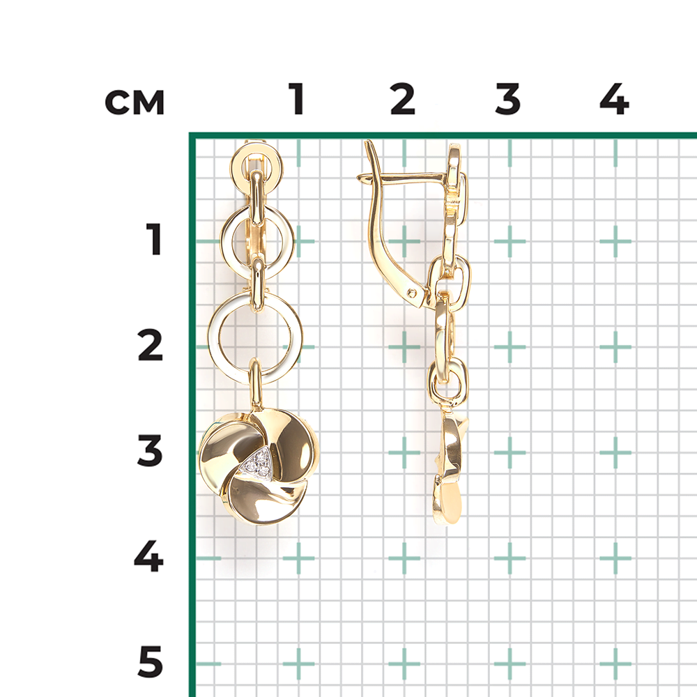 Серьги с английским замком из комбинированного золота с бриллиантами 02-5013-00-101-1121