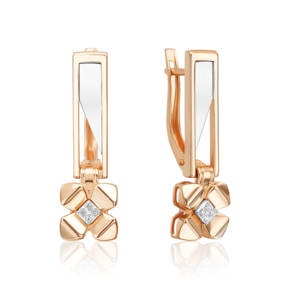 Серьги с английским замком из комбинированного золота с бриллиантами 02-4992-00-101-1111