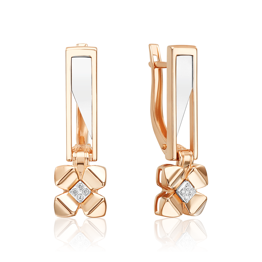 Серьги с английским замком из комбинированного золота с бриллиантами 02-4992-00-101-1111