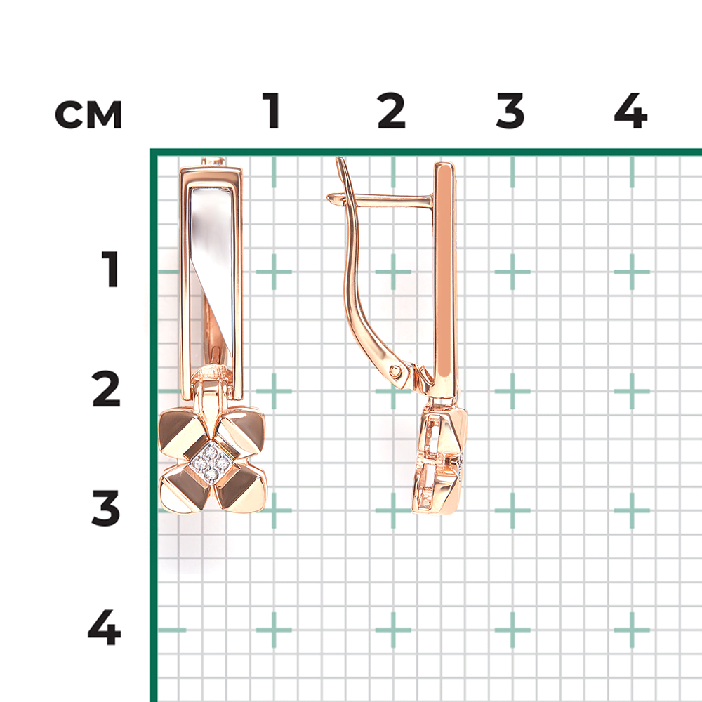Серьги с английским замком из комбинированного золота с бриллиантами 02-4992-00-101-1111